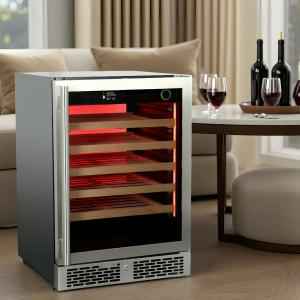 Brenor 24-Inch Wide 41 Bottle Stainless Steel Built-in Wine Display Cabinet 