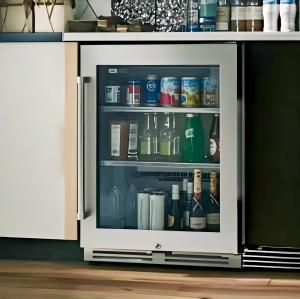 Brenor 24” wide glass door outdoor built-in beverage fridge 